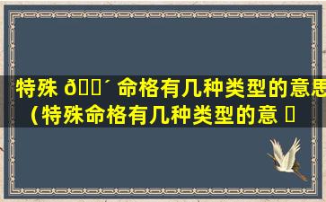 特殊 🐴 命格有几种类型的意思（特殊命格有几种类型的意 ☘ 思是什么）